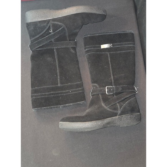 COACH Tallulah‎ Black Suede Buckle Boots Women's US 8B